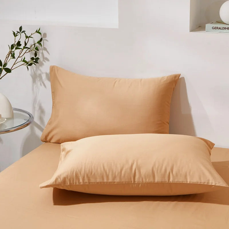 Duo de taies d'oreiller en coton kaki