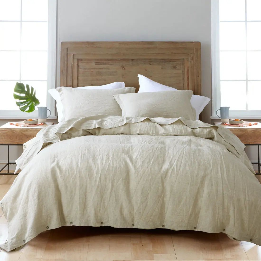 Housse de Couette Lin Lavé 220x240 Beige — Tons Naturels | ILM