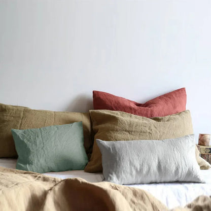 Taies d'Oreiller en Lin Lavé — Fermeture Enveloppe, 100% Lin