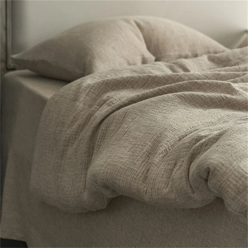 Parure de Lit Lin Lavé 100% — Housse, Drap & Taies Anti-Plis | ILM