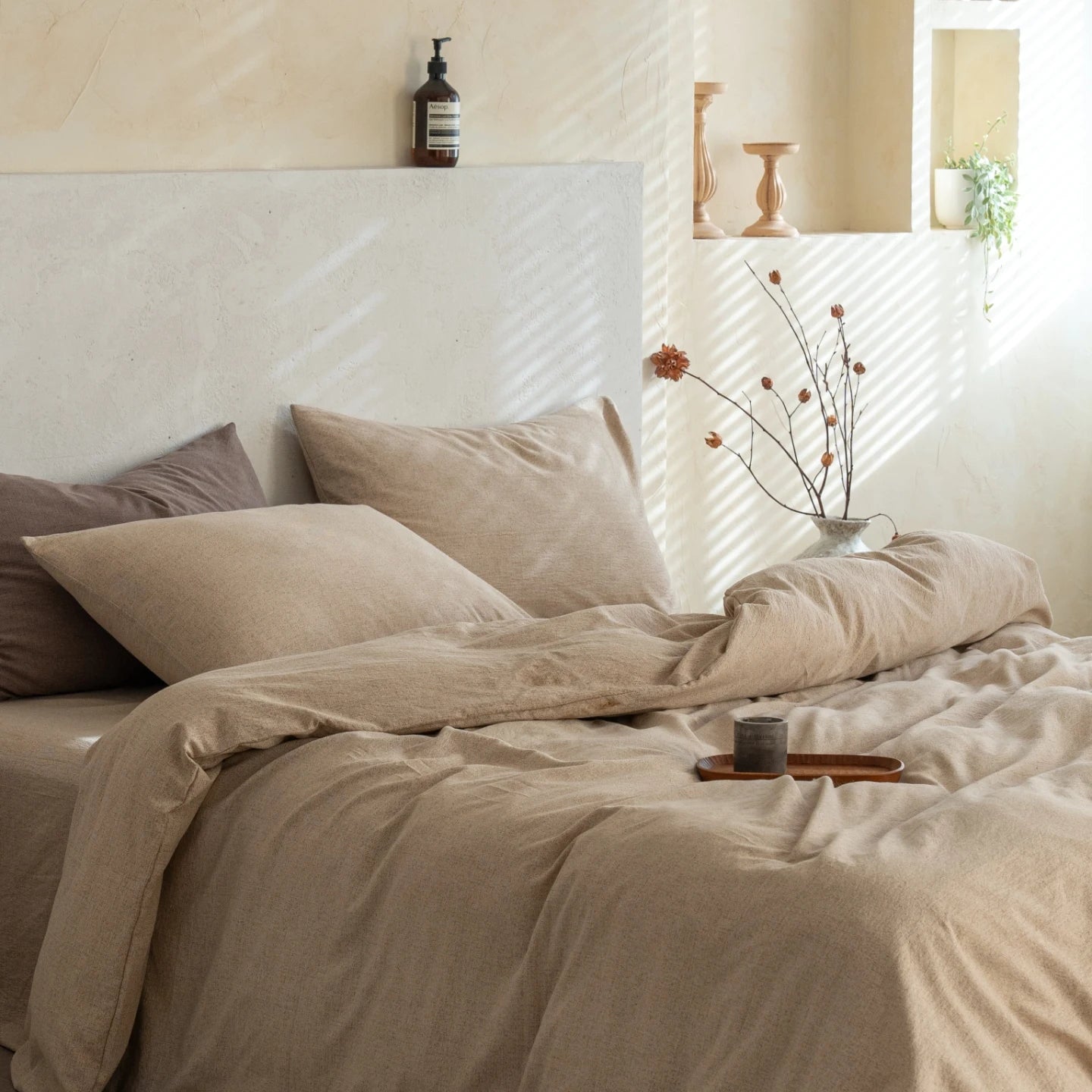 Parure de Lit Lin Lavé 100% — Housse, Drap & Taies Anti-Plis | ILM