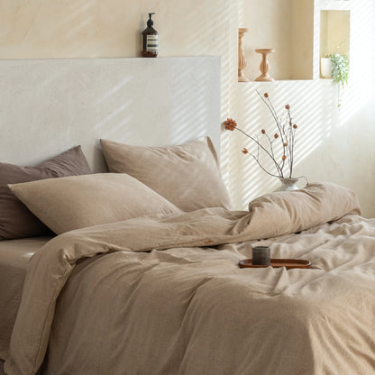 Parure de Lit Lin Lavé 100% — Housse, Drap & Taies Anti-Plis | ILM