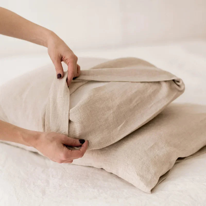 Taies d'Oreiller en Lin Lavé — Fermeture Enveloppe, 100% Lin