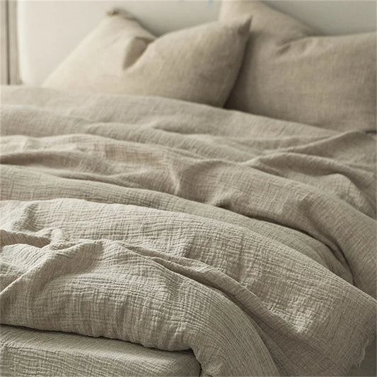 Parure de Lit Lin Lavé 100% — Housse, Drap & Taies Anti-Plis | ILM