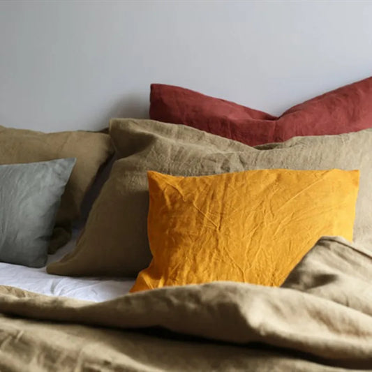 Taies d'Oreiller en Lin Lavé — Fermeture Enveloppe, 100% Lin