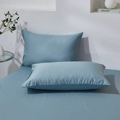Duo de taies d'oreiller en coton bleu brume