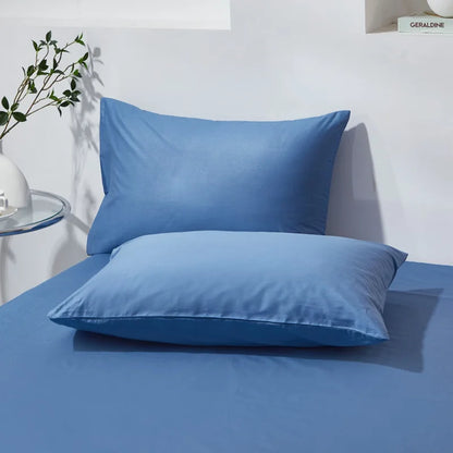 Duo de taies d'oreiller en coton bleu