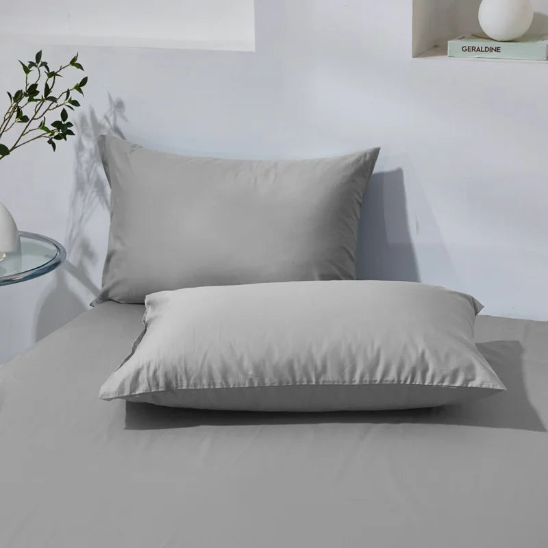 Duo de taies d'oreiller en coton gris perle