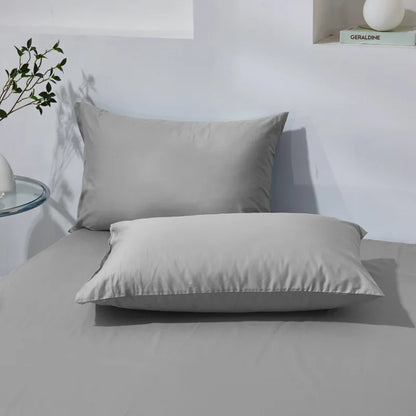 Duo de taies d'oreiller en coton gris perle