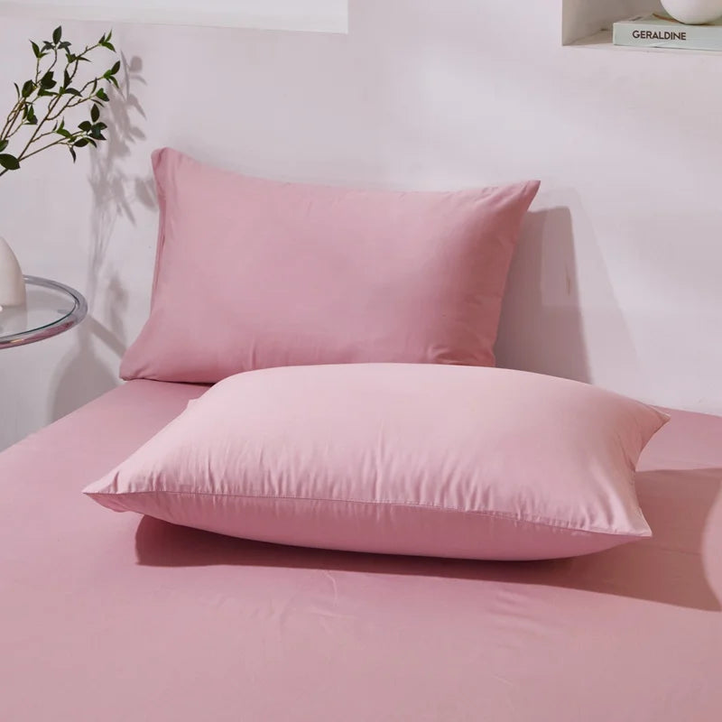 Duo de taies d'oreiller en coton rose