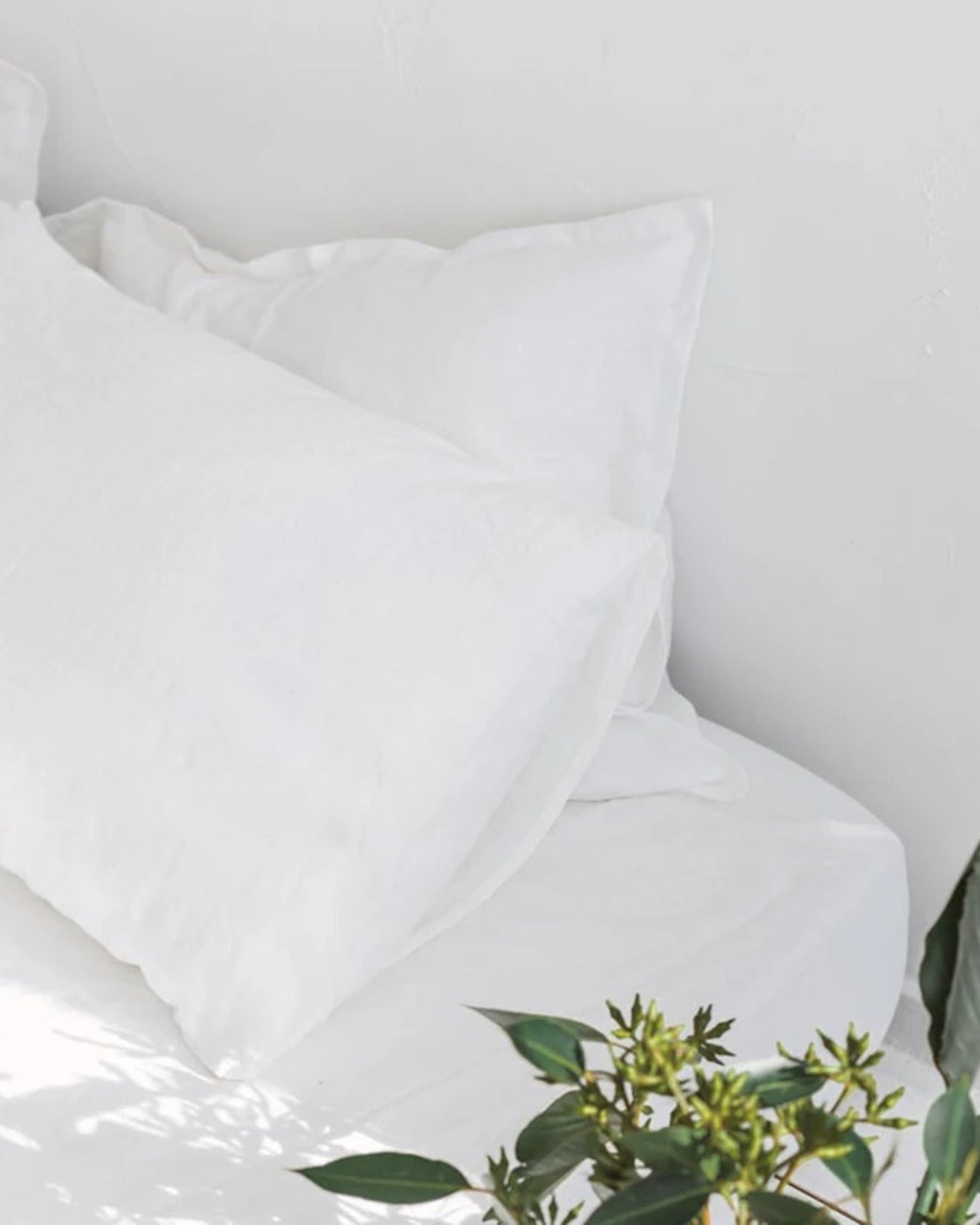 Duo de taies d'oreiller en lin blanc