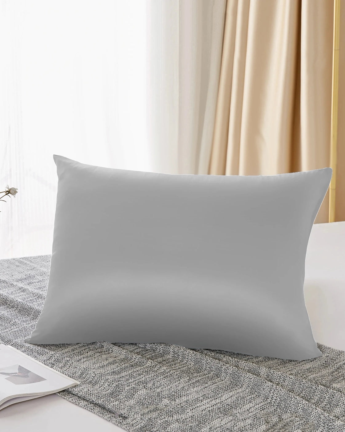 Taie d'oreiller soie Argent, 50×70 cm