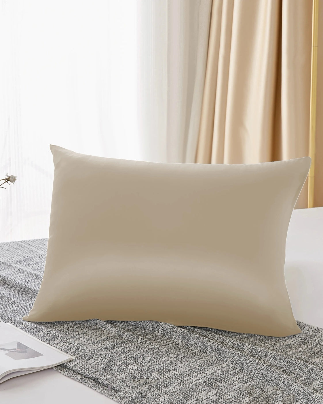 Taie d'oreiller soie Beige, 50×70 cm