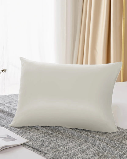 Taie d'oreiller soie Ivoire blanc cassé, 50×70 cm