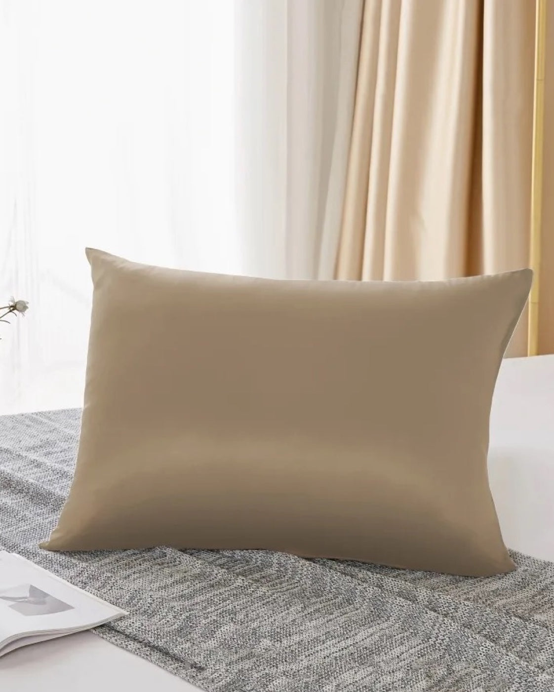 Taie d'oreiller soie Taupe, 50×70 cm