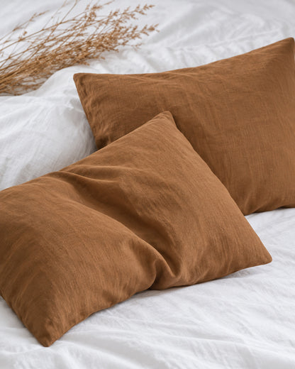 Duo de taies d'oreiller en lin cognac